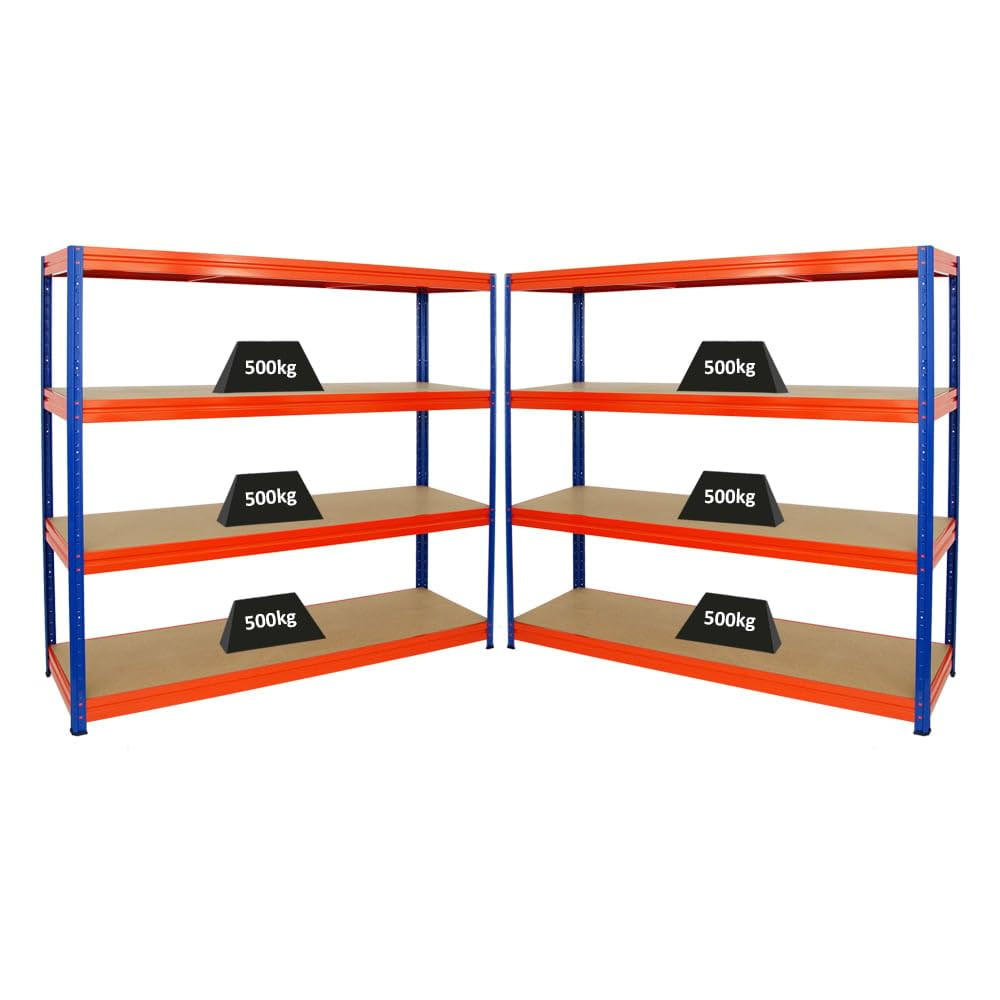 SCHWERLASTREGAL Dino 3er-Set mit 3x 180x200x60 cm Fachlast 500 kg Blau/Orange - Orange, Metall (600/180/60cm) - PROREGAL