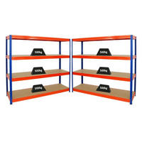 SCHWERLASTREGAL Dino 3er-Set mit 3x 180x200x60 cm Fachlast 500 kg Blau/Orange - Orange, Metall (600/180/60cm) - PROREGAL