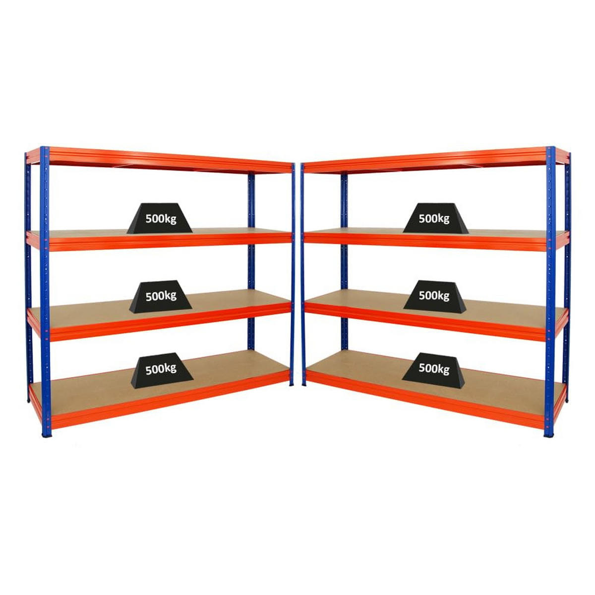 SCHWERLASTREGAL Dino 3er-Set mit 3x 180x200x60 cm Fachlast 500 kg Blau/Orange - Orange, Metall (600/180/60cm) - PROREGAL