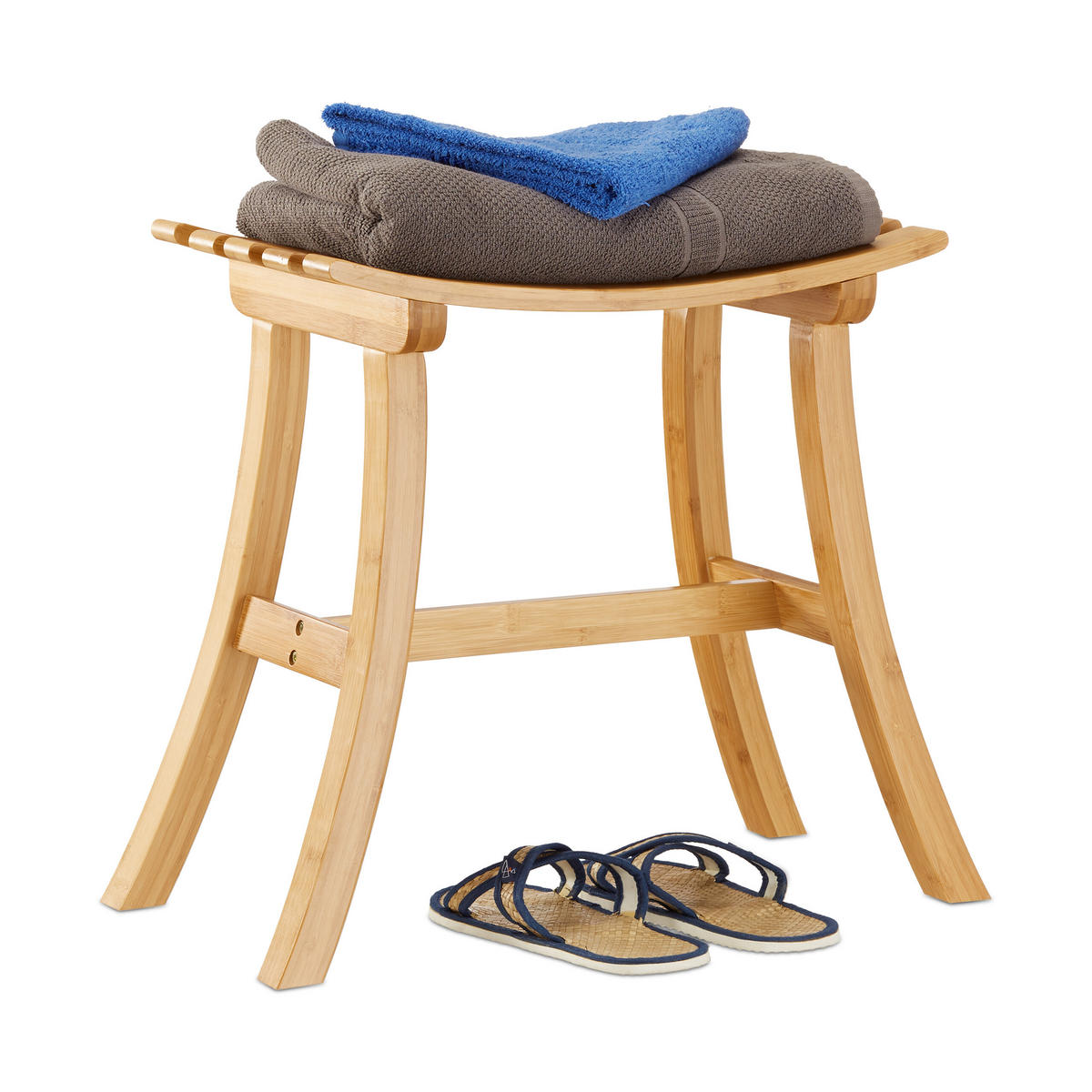 HOCKER - Hellbraun, Holz (56/48/28.5cm) - Relaxdays
