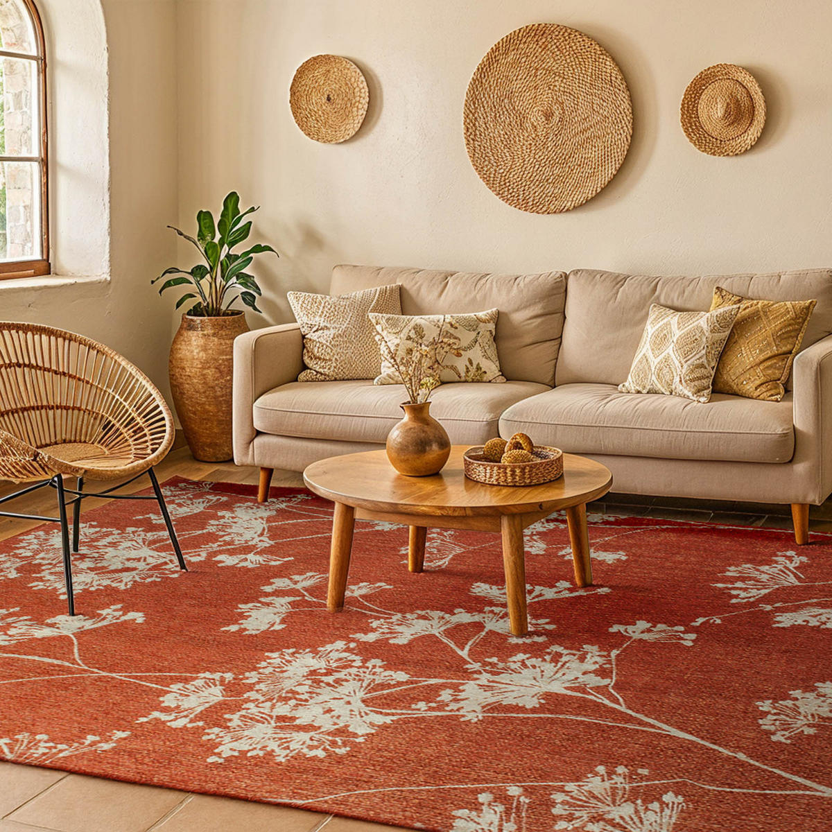 TEPPICH Parsley Inflorescence 80/150 cm - Rot, Textil (80/150cm) - Lola&Moi