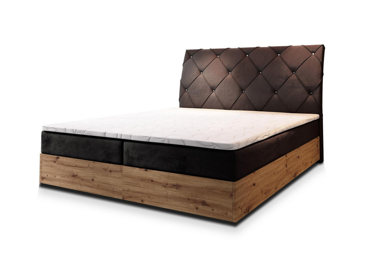 POSTEL BOXSPRING VELLANO 160x200 cm, s matrací a úložným prostorem, hnědá - hnědá, kompozitní dřevo/textil (160/200cm) - MASSENO