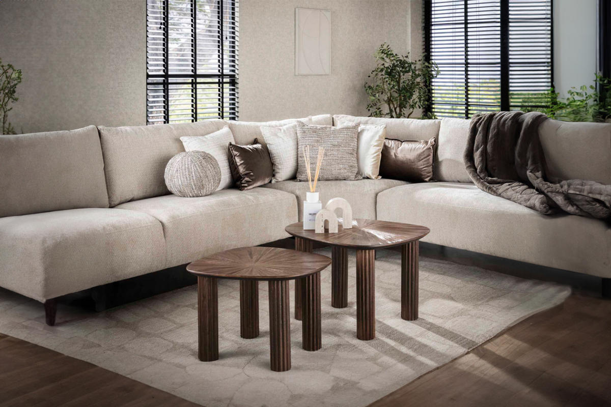 COUCHTISCH INKA 2ER SET Braun Teakholz - Braun, Teakholz/Holz (76/61/38cm) - KAWOLA