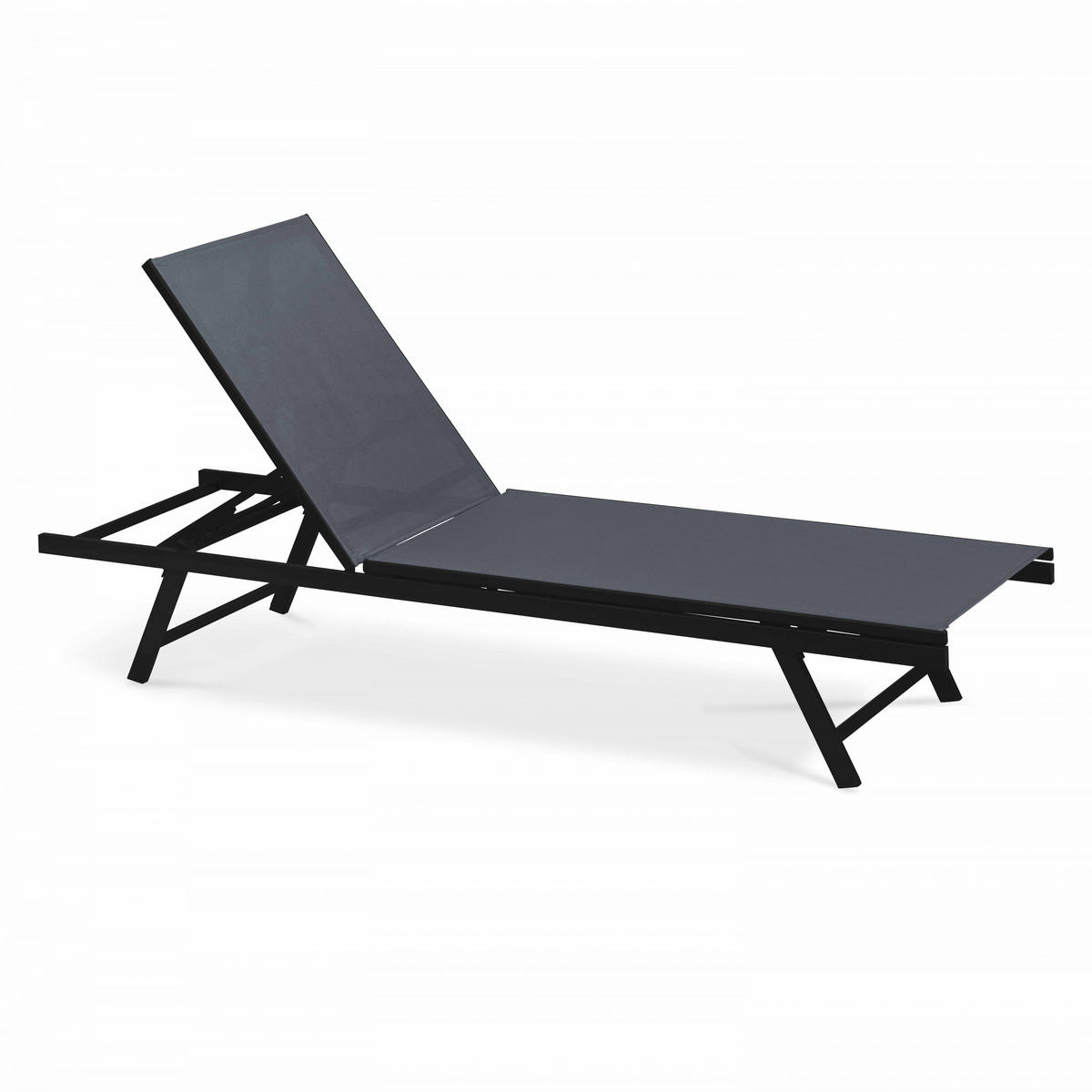 SONNENLIEGE 2-tlg., Grau - Grau, Metall (195/90/60cm) - Oviala