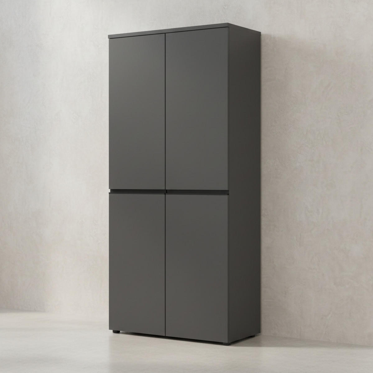 AKTENSCHRANK STUTTGART, 197 cm hoch, 5 Ordnerhöhen, Soft-Close Graphit - Schwarz, Holzwerkstoff (81/197/40cm) - KADIMA DESIGN