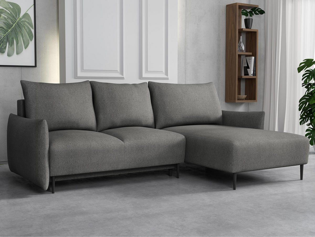 ECKSOFA Santi L - Schwarz/Grau, Holz/Textil (240/160cm) - MIRJAN24
