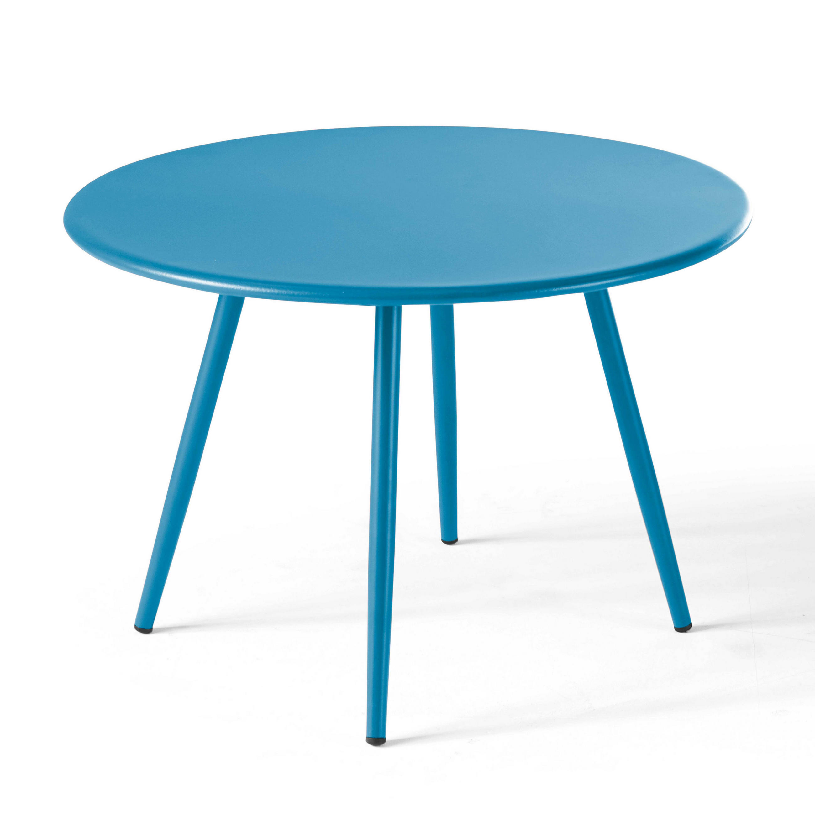 GARTEN-LOUNGETISCH, Pazifikblau - Dunkelblau, Metall (40/40/30cm) - Oviala