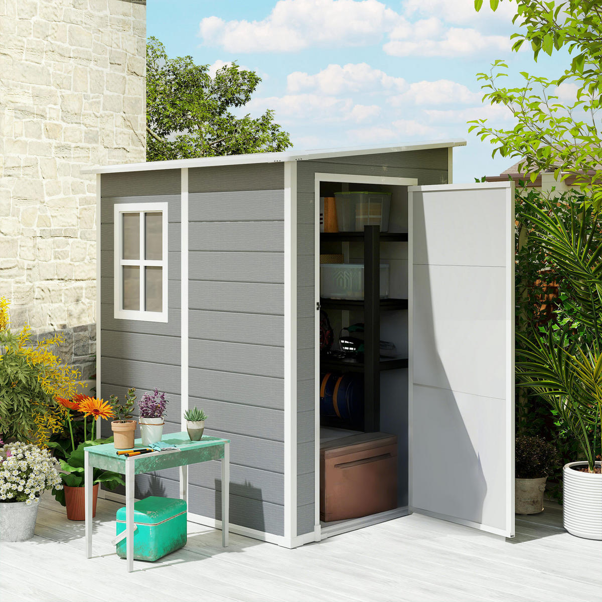GARTENHAUS Grau 122.0/149.0/192.0cm - Grau, Metall (149/192/122cm)