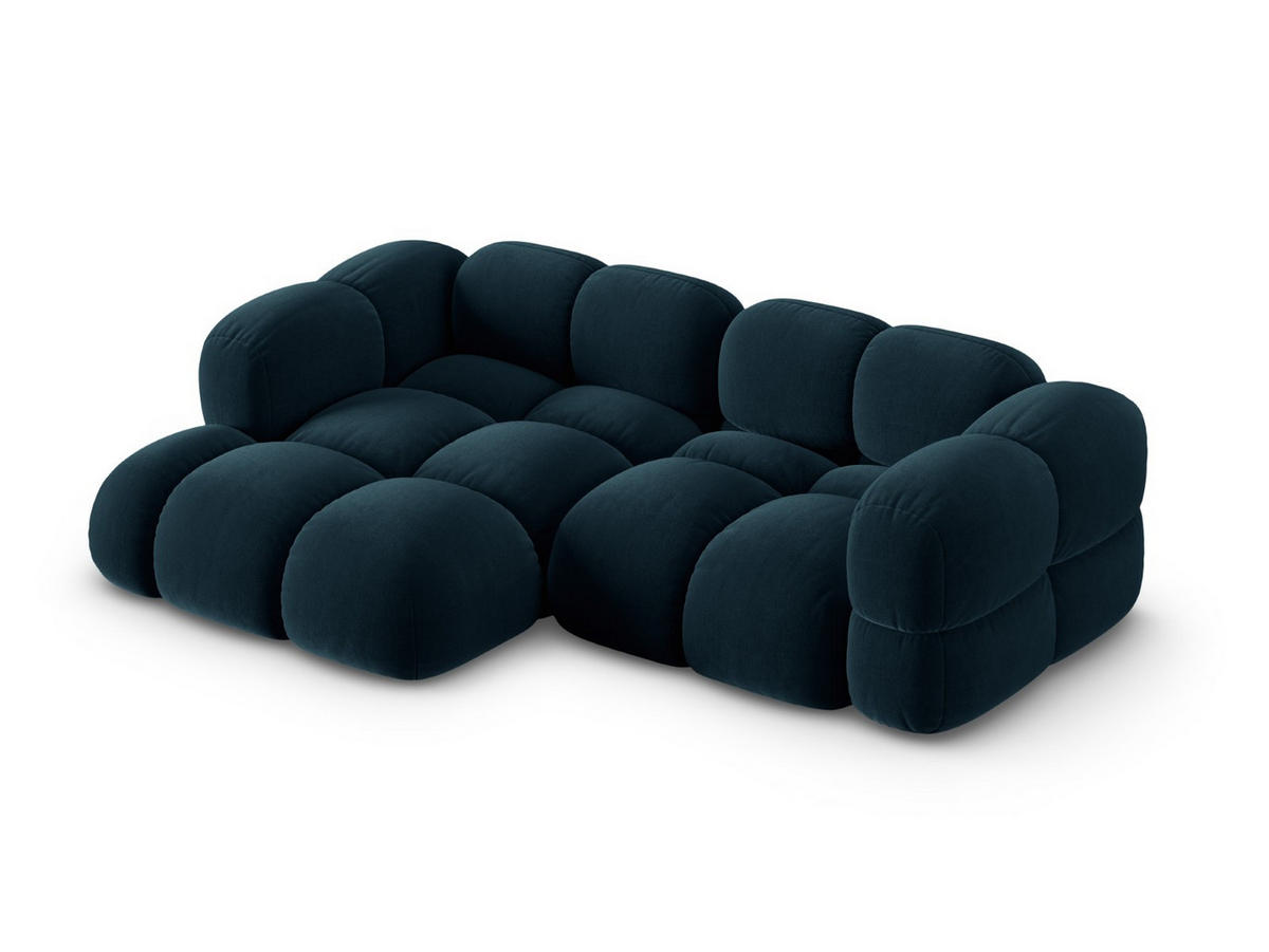 ECKSOFA links Loretto aus Samt petrol 3 Sitzplätze - Petrol, Textil (147/250cm) - Cosmopolitan Design