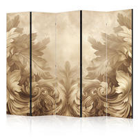 PARAVÁN Obojstranný 5-dielny 225x172 cm Barokové Ornamenty - hnedá, drevo/textil (225/172/3cm) - Muralo