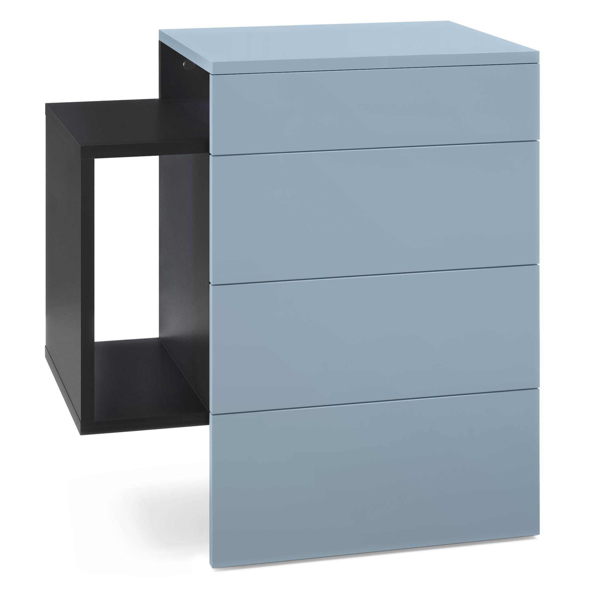 NACHTTISCH Queens Front in Denim matt - Pastellblau, Holzwerkstoff (60/63/36cm) - Vladon