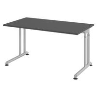 SCHREIBTISCH Serie-Z 80/140/74 cm in Graphitfarben/Silberfarben - Silberfarben/Graphitfarben, Holzwerkstoff (80/140/74cm) - bümö
