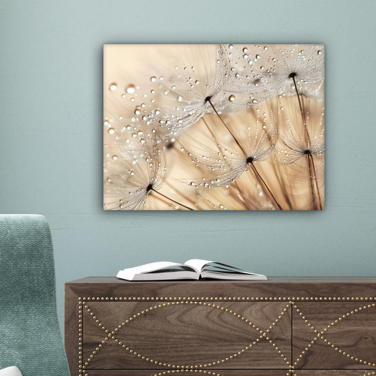 OBRAZ NA PLÁTNĚ Pampeliška - Abstraktní - Příroda - Béžová 40x30 cm - hnědá, textil (40/30cm) - MuchoWow