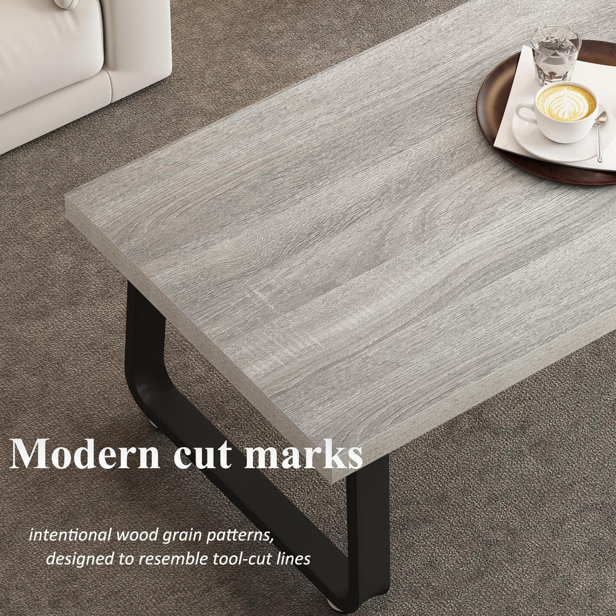 COUCHTISCH Modern Holz Metall 100 x 55 x 46,5 cm Wohnzimmertisch - Hellgrau, Holzwerkstoff/Metall (55/100/46.5cm) - Quality Elegance