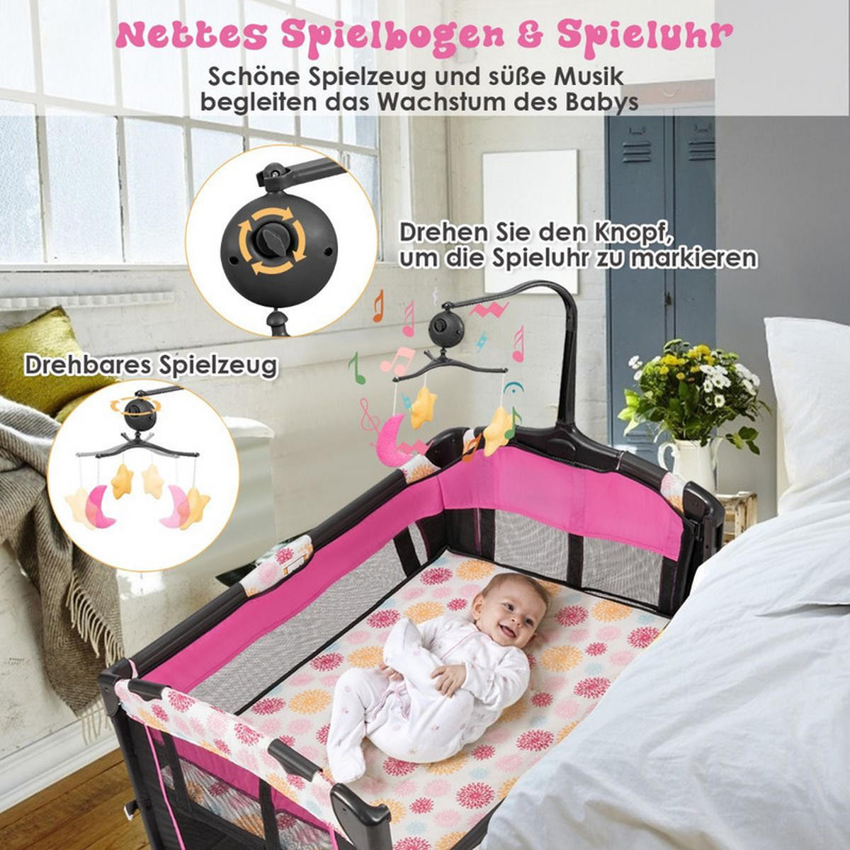 REISEBETT klappbares rot - Rot, Textil - COSTWAY