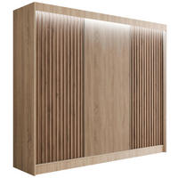 KLEIDERSCHRANK mit LED, Lamel-Schiebetüren VILANv2 - 250 cm Sonoma Eiche + Sonoma Eiche + Lamelle Eiche Wotan - Eiche Wotan/Sonoma Eiche, Holzwerkstoff (250/215/61cm) - ALTDECOR