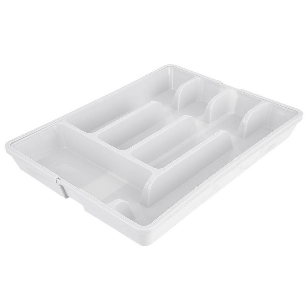 BESTECKSCHUBLADENEINSATZ ausziehbar weiß 36,5 x 27,5–44 cm - Weiß, Kunststoff (36.5/4.5/27.5cm) - Orion 