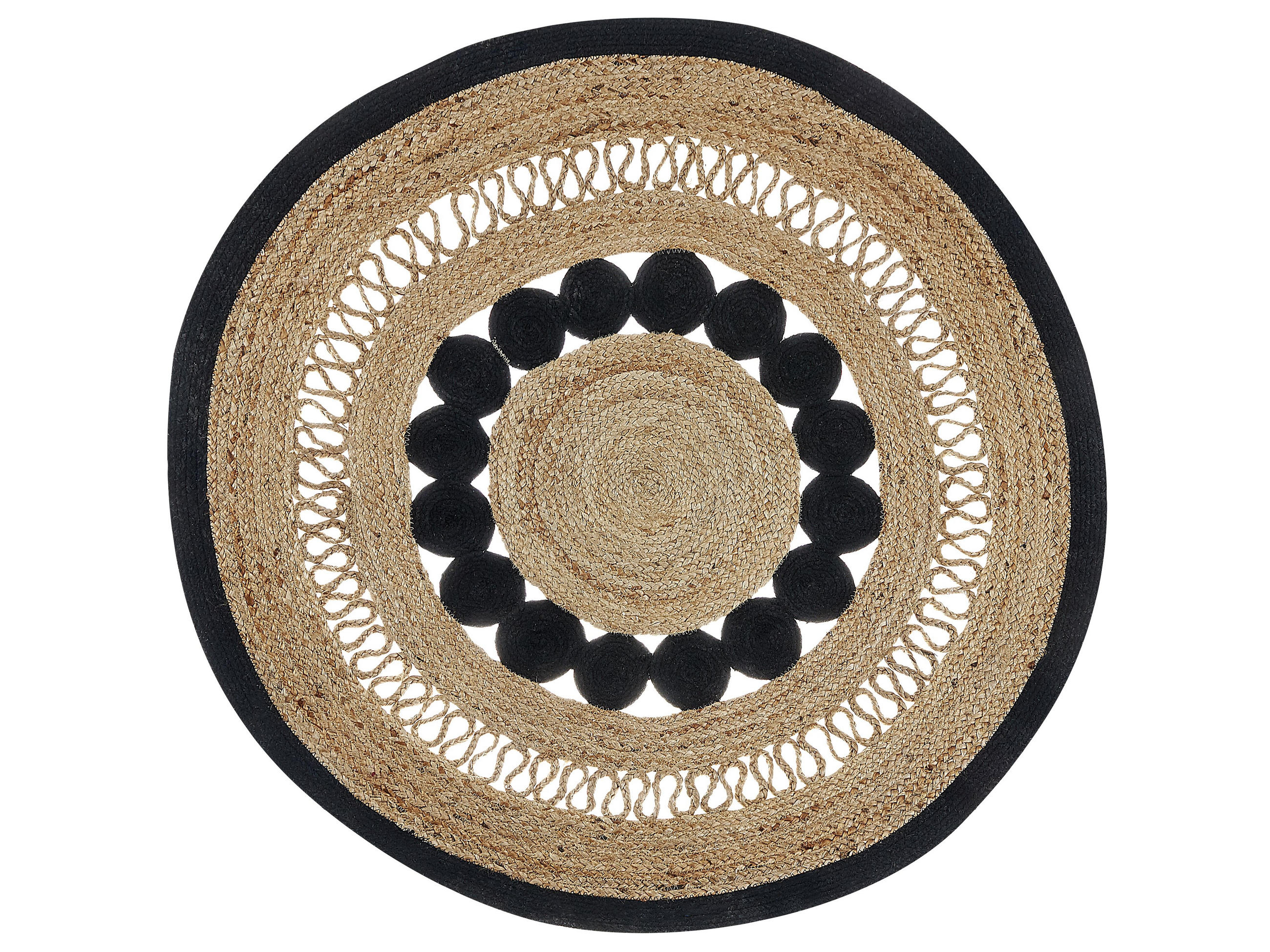 TEPPICH geflochten Yozgat 120/120 cm - Beige, Naturmaterialien (120/120cm) - Beliani