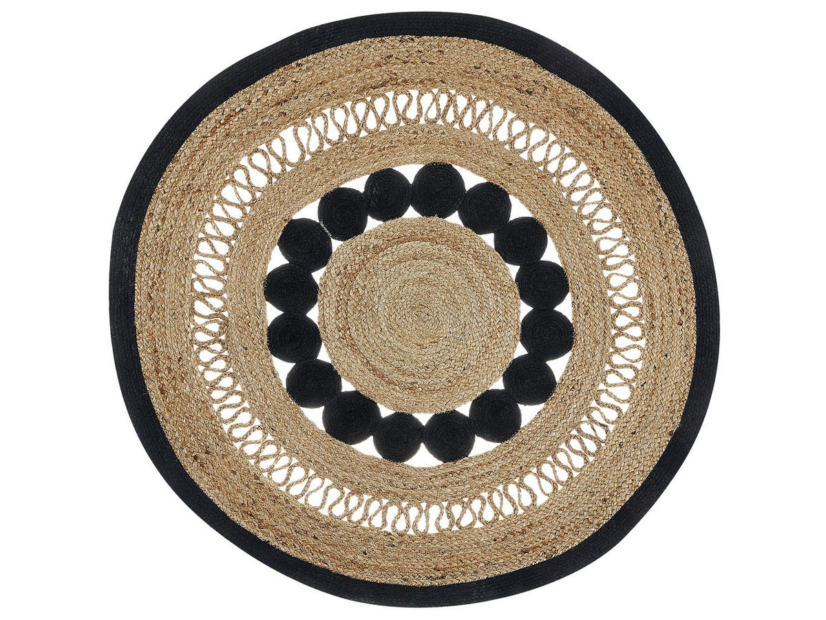 TEPPICH geflochten Yozgat 120/120 cm - Beige, Naturmaterialien (120/120cm) - Beliani