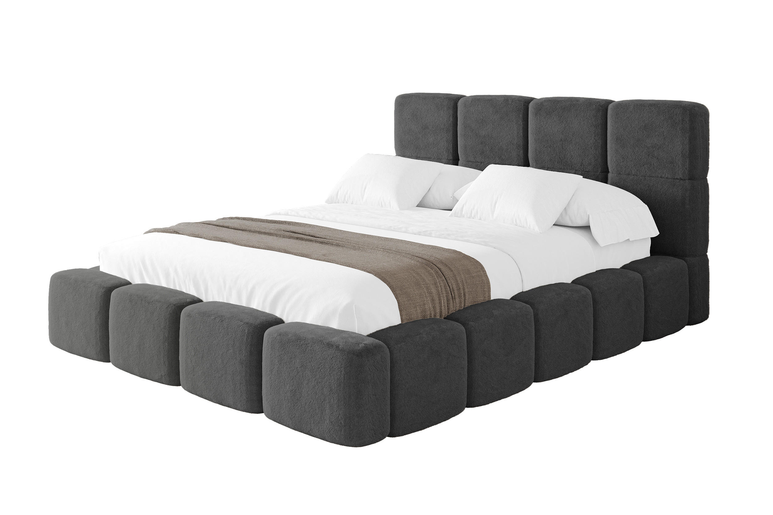 POLSTERBETT mit Bettkasten und Lattenrost, Bett mit Kopfteil, Boxbett ohne Matratze, Doppelbett mit Stauraum - NATA 120x200 Dunkelgrau - Dunkelgrau, Holzwerkstoff/Textil (120/200cm) - ALTDECOR