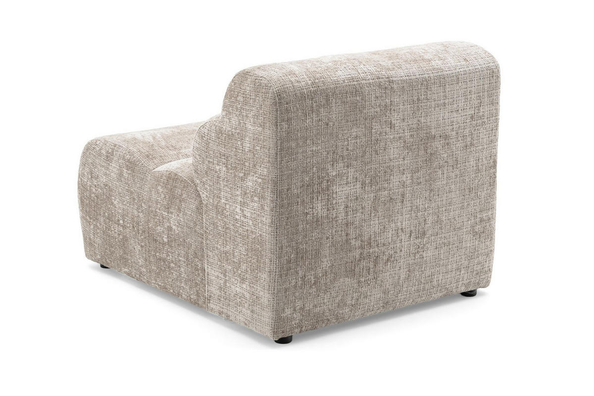 SESSEL VEER, Breite 131 cm Chenille Webstoff Beige - Beige/Schwarz, Holz/Kunststoff (131/75/92cm) - Muffo