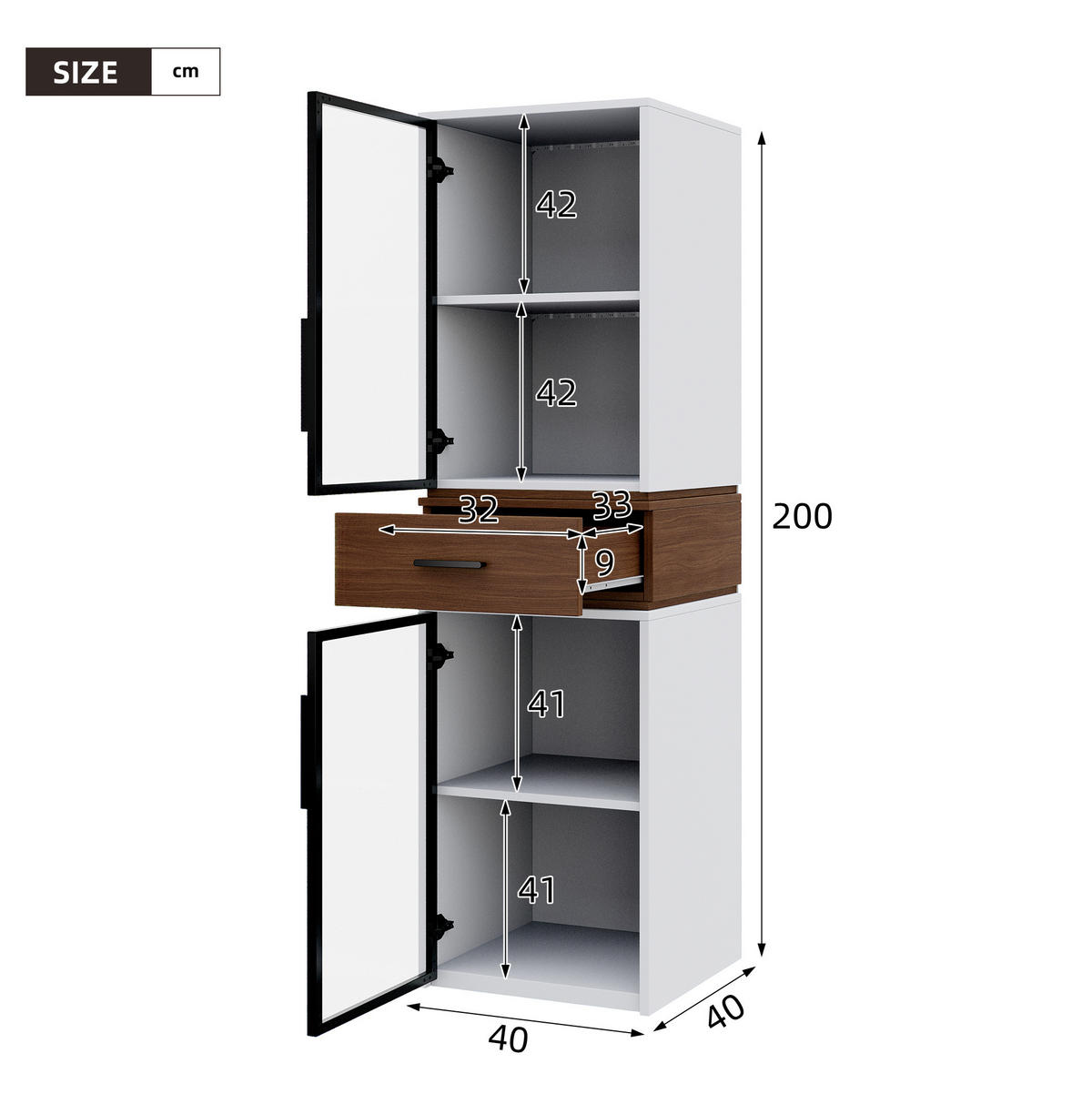 HIGHBOARD 40/200/40 cm Weiß aus MDF mit LED-Beleuchtung - Weiß, Holzwerkstoff (40/200/40cm) - OKMYHOME