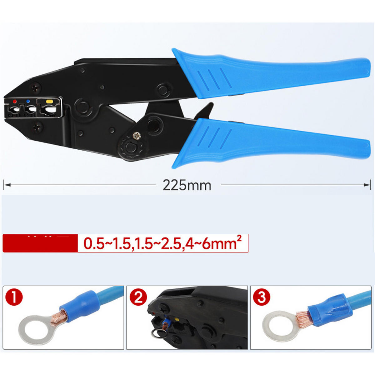 ZANGE – Geeignet für Drähte mit einem Querschnitt von 0,5 bis 6 mm² – LY-03C - Blau, Metall (22.5/1/1cm) - DCA