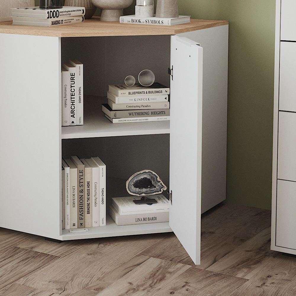 KOMMODE Betti Weiß/Sonoma 77.9 x 77.9 cm mit 1 Türen - Weiß/Sonoma Eiche, Holzwerkstoff (77.9/77.9/77.9cm) - Vicco