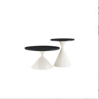COUCHTISCH Set 2-teilig rund Schwarz/Weiß Melamin Stahlgestell 70/50 cm - Schwarz/Weiß, Metall (70/44.6/40cm)