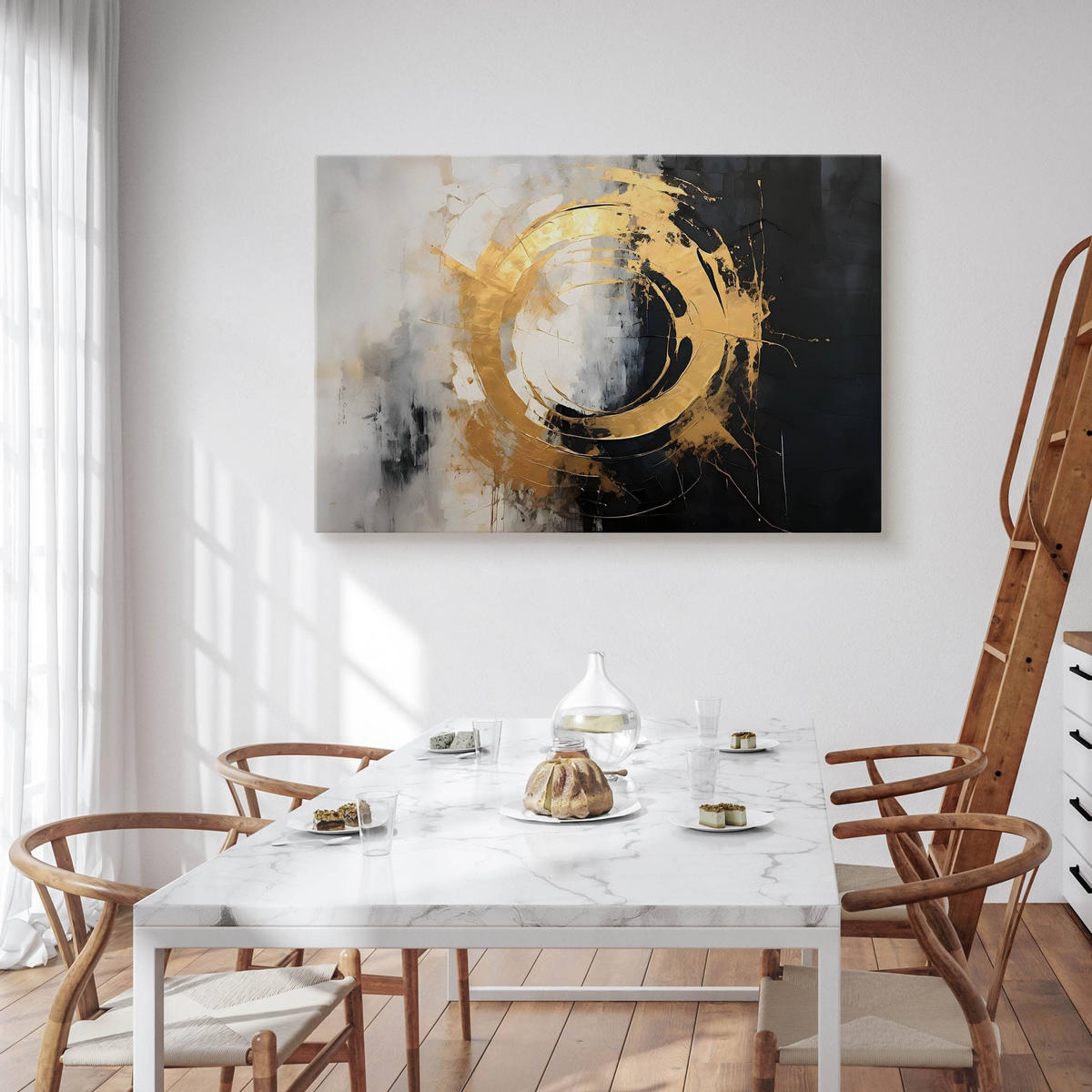 LEINWANDBILD Abstraktion Moderne Muster Glamour 30/20 cm - Beige/Schwarz, Textil (30/20cm) - Muralo