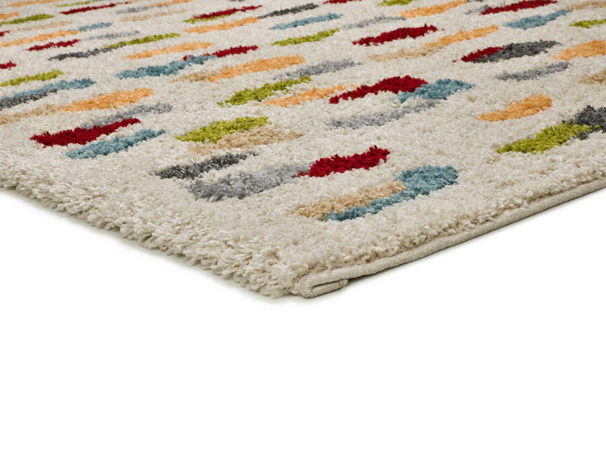 HOCHFLORTEPPICH beige und mehrfarbig Bremen 133/190 cm - Multicolor/Weiß, Naturmaterialien/Textil (133/190cm) - Atticgo