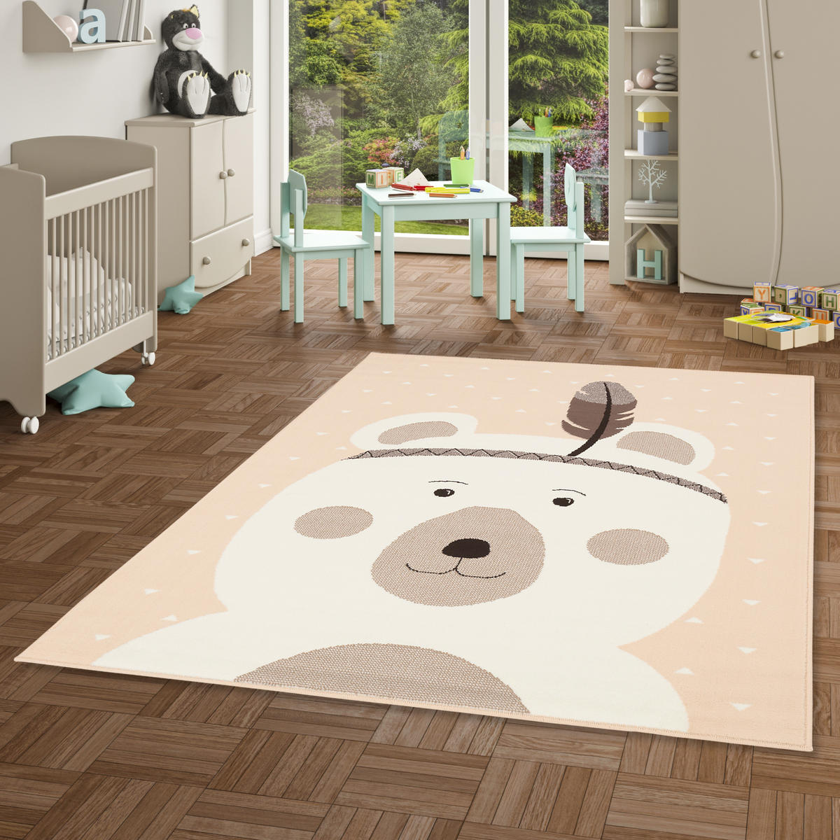 KINDERTEPPICH TRENDLINE PASTELL BÄR - Rosa, Textil (200/290cm) - Pergamon