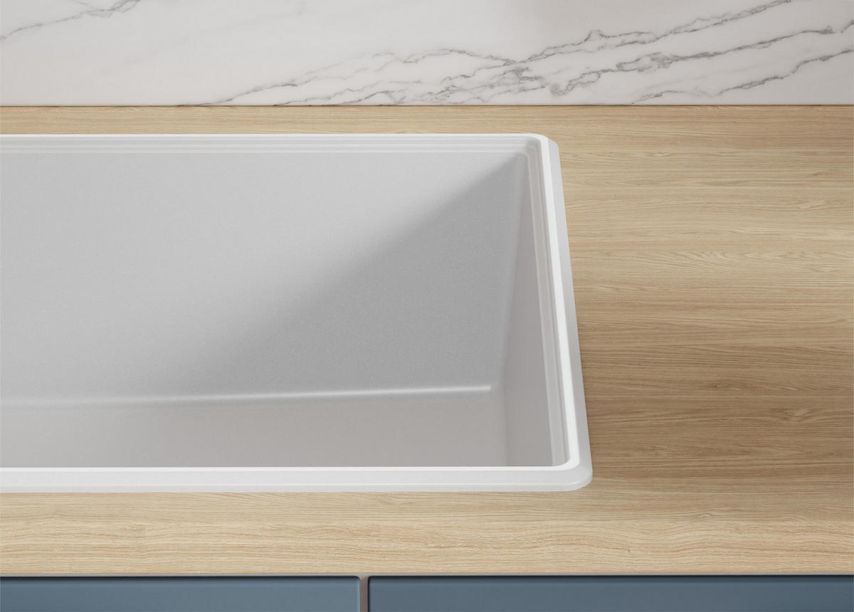 GRANITSPÜLE Kopenhagen, 2-er set Weiß 78/50 cm 1 Becken + Küchenarmatur 32/20 cm + Ablauf-Set + Schneidebrett ab 45er Unterschrank - Chromfarben/Beige, Kunststoff (78/20/50cm) - Primagran