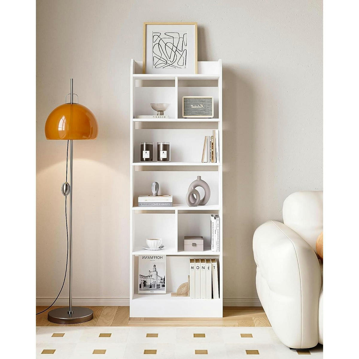 BÜCHERREGAL 6 Fächer Weiß 24 x 60 x 170 cm - Weiß, Holzwerkstoff (60/170/24cm)