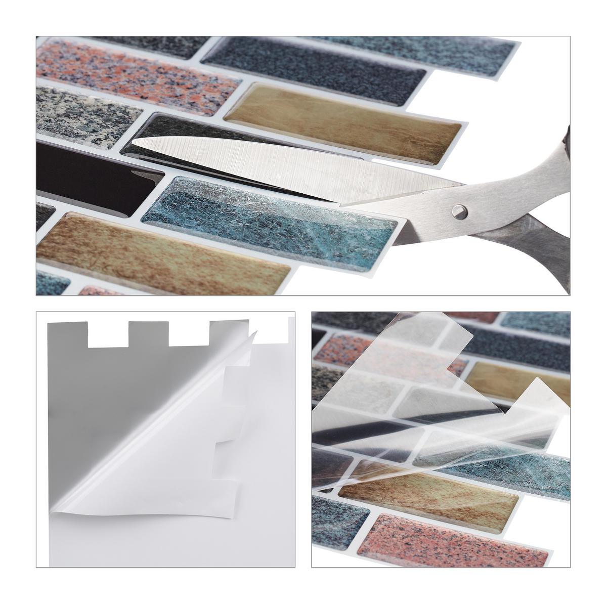 10xFLIESENAUFKLEBER - Multicolor, Papier/Kunststoff (31/31/0.1cm) - Relaxdays