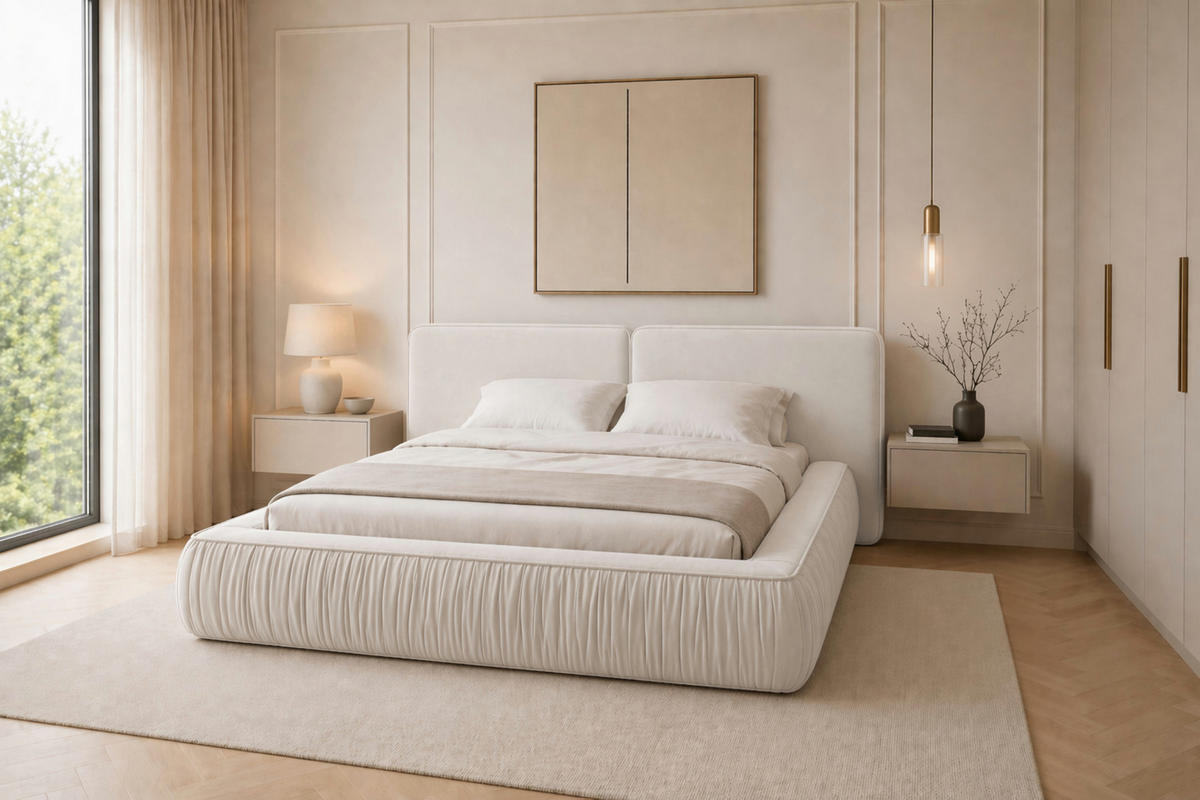 POLSTERBETT 08 180 x 200 cm – Riviera – Bett mit Gasdruckfedern und Stauraum - Creme, Holz (180/200cm) - ROYAL24_MARKT