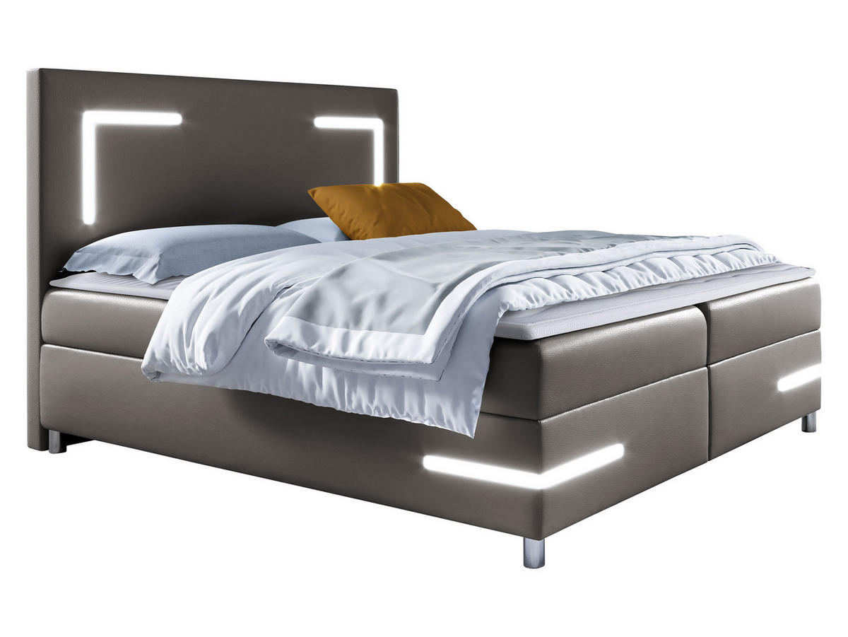 BOXBETT Delos LED - Grau, Holz (140/200cm) - MIRJAN24