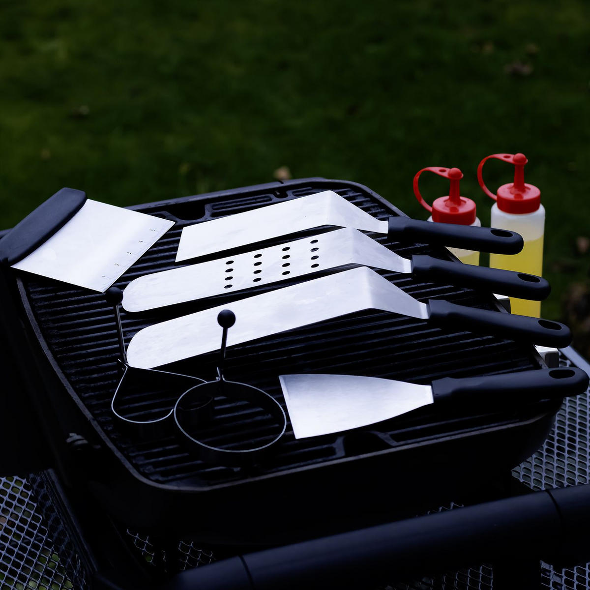 GRILLBESTECK-SET aus Edelstahl (9tlg-Set) - Silberfarben, Metall (37cm)