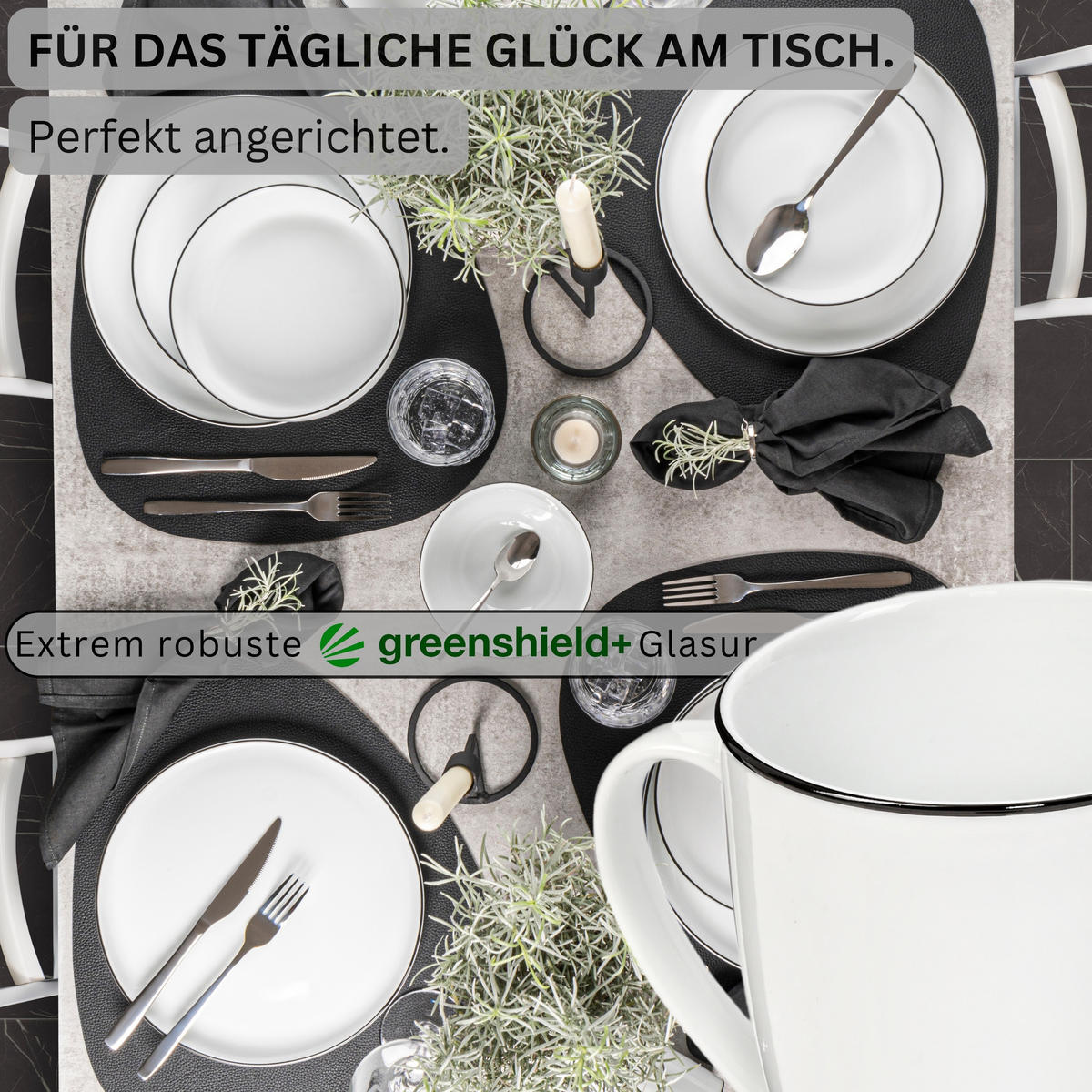 KAFFEEBECHER SET MARLO BLACK RIM LIMITED EDITION - 6 teilig aus Porzellan - Weiß, Keramik (0.35L) - Sänger