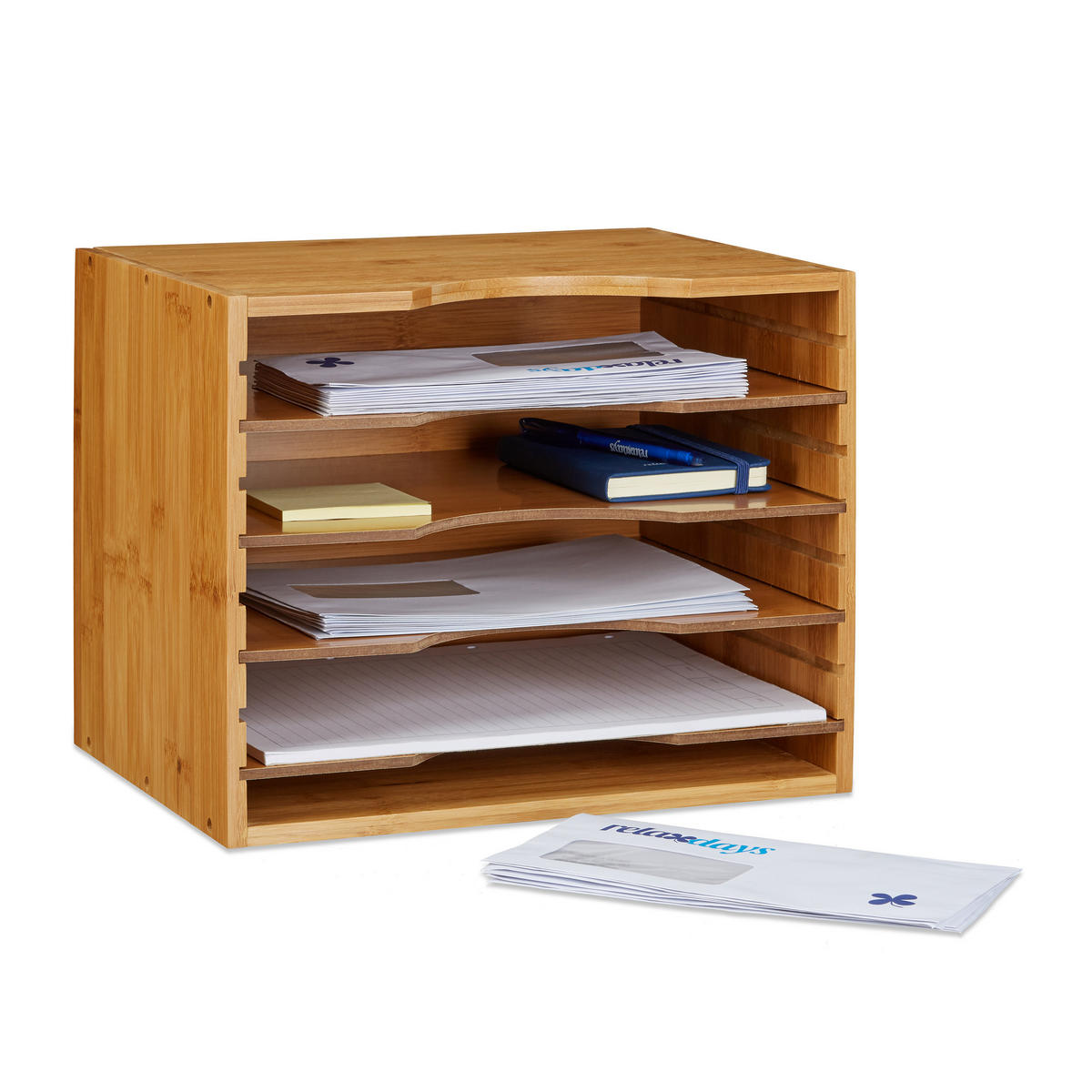 STOJAN na listy - svetlohnedá, drevo/kompozitné drevo (33/26/24.5cm) - Relaxdays