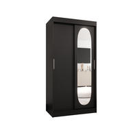 SCHWEBETÜRENSCHRANK 200/100/62 2-türig - Silberfarben/Schwarz, Holz (100/200/62cm) - MÖBEL KRYSPOL