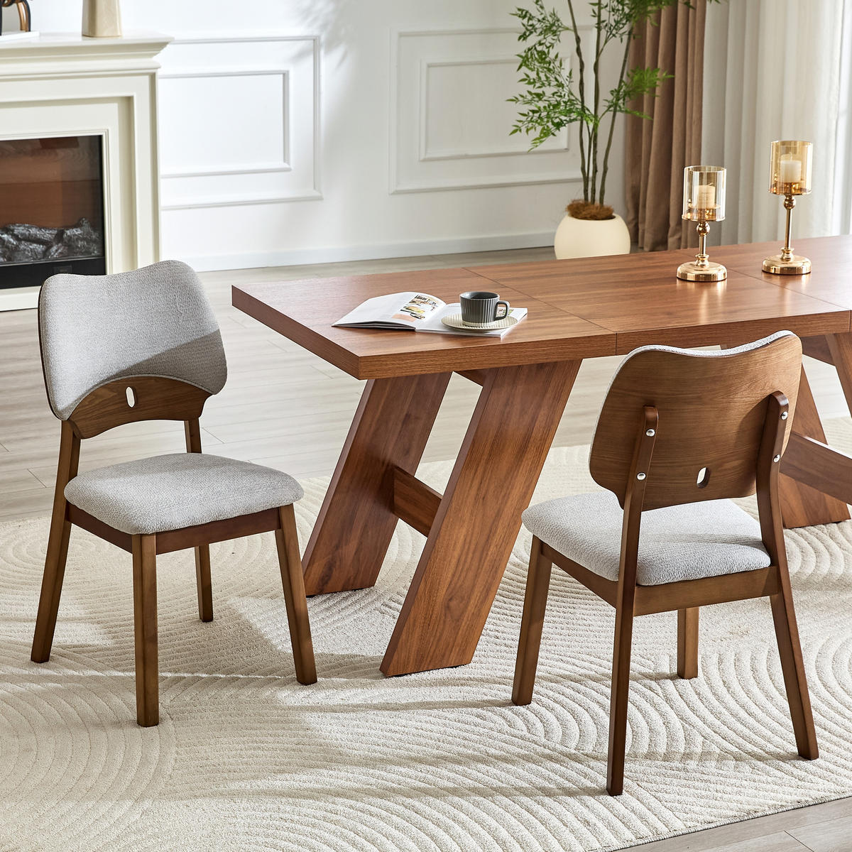 STUHL-SET DE-36734 2 Stück mit Schmetterlingsrückenlehne Grau - Grau, Holzwerkstoff (43/87.5/51cm) - ComfortXL