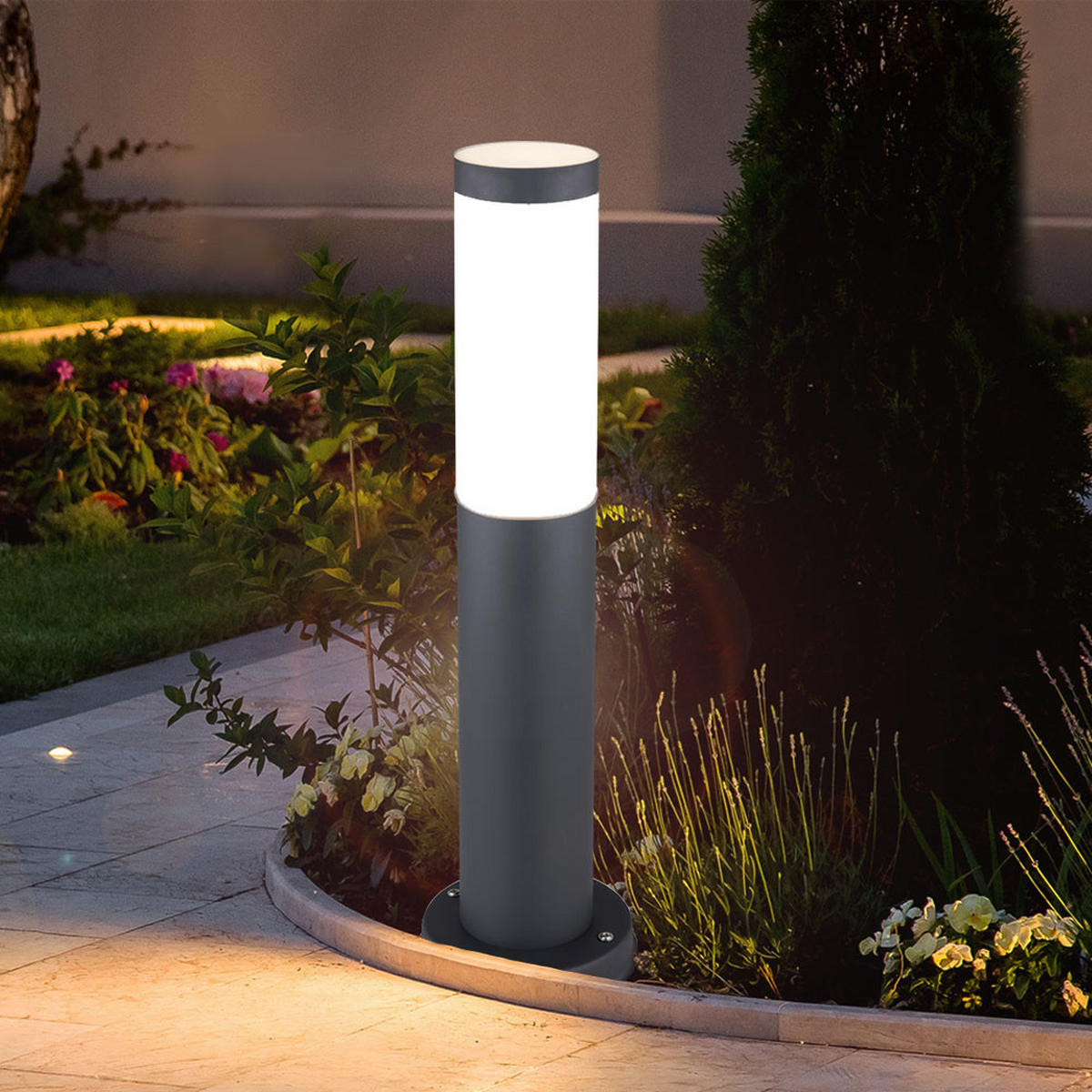 LED STEHLEUCHTE Edelstahl Anthrazit - Anthrazit, Metall (7.6/7.6/45cm)