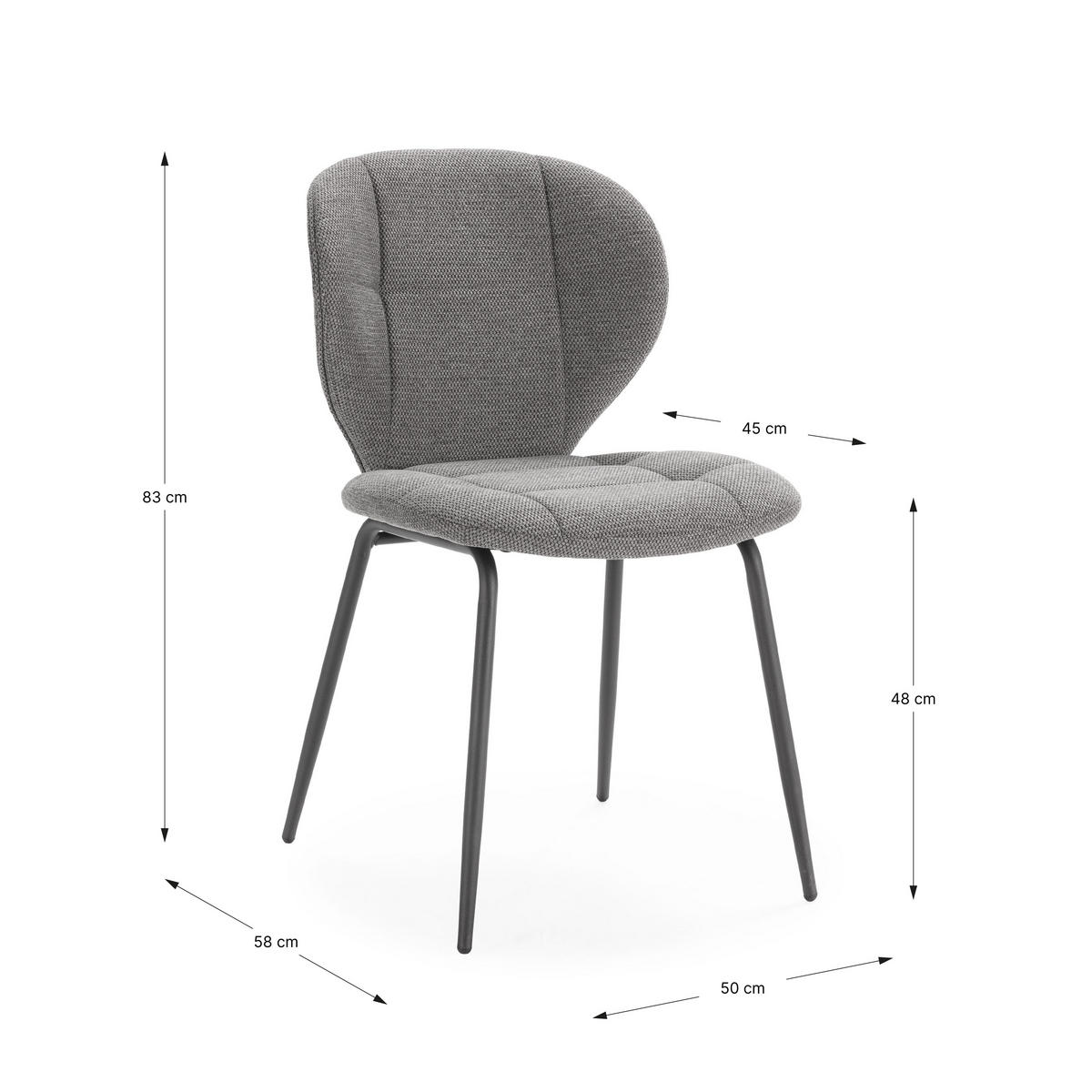 ESSZIMMERSTUHL Maori Grau 50/48.5/48 cm 2er-Set - Grau, Textil (48.5/48/50cm) - Calicosy