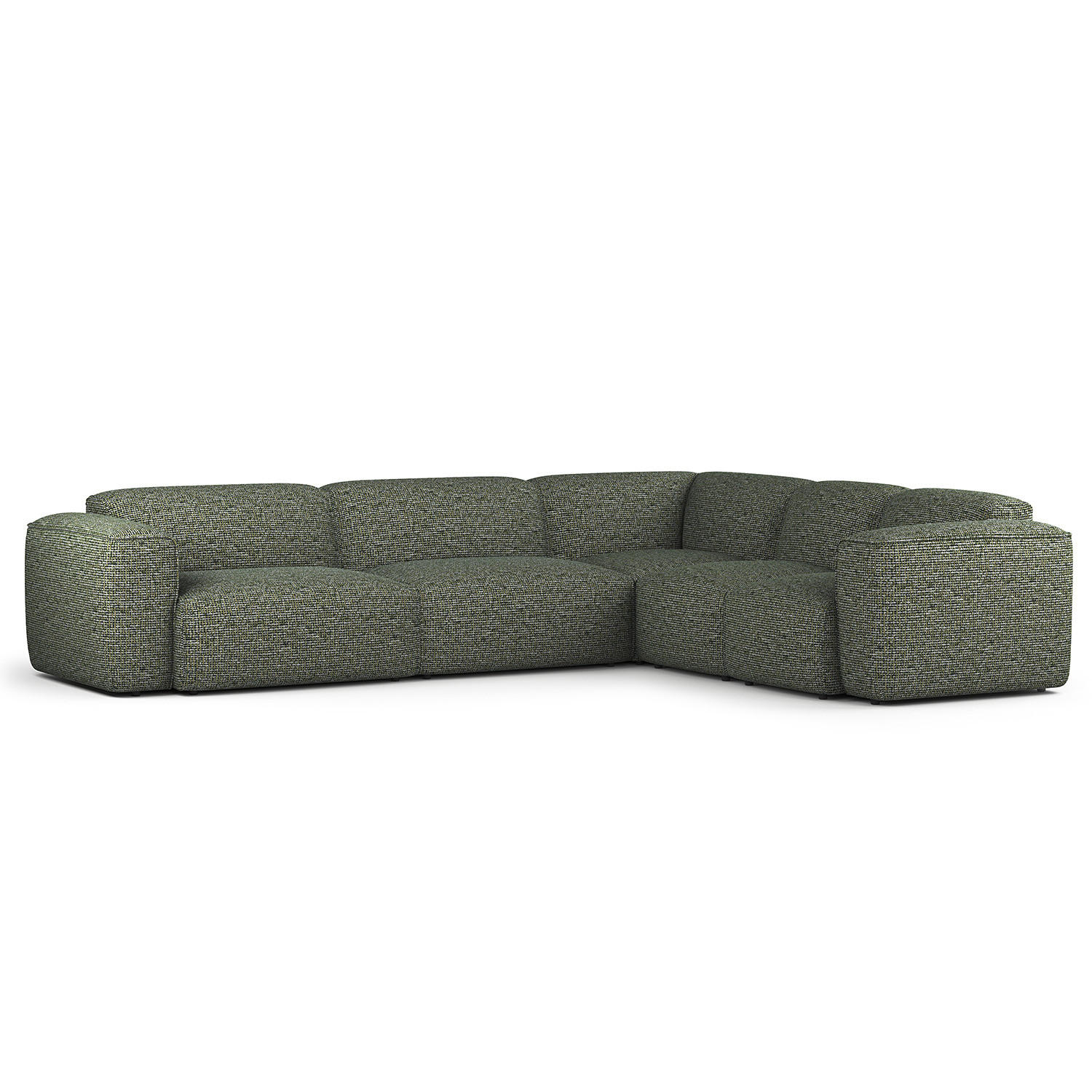 ECKSOFA mit Rundecke - Schwarz/Grün, Kunststoff/Textil (325/260cm) - home24
