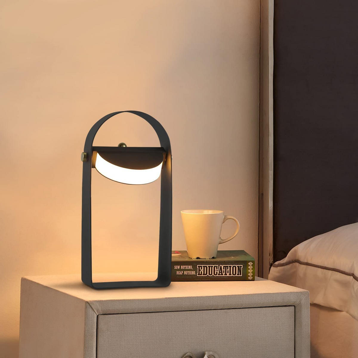 LED stolní lampa Abich 12,5/6/6,5 cm - černá, kov (12.5/6/6.5cm) - Nettlife