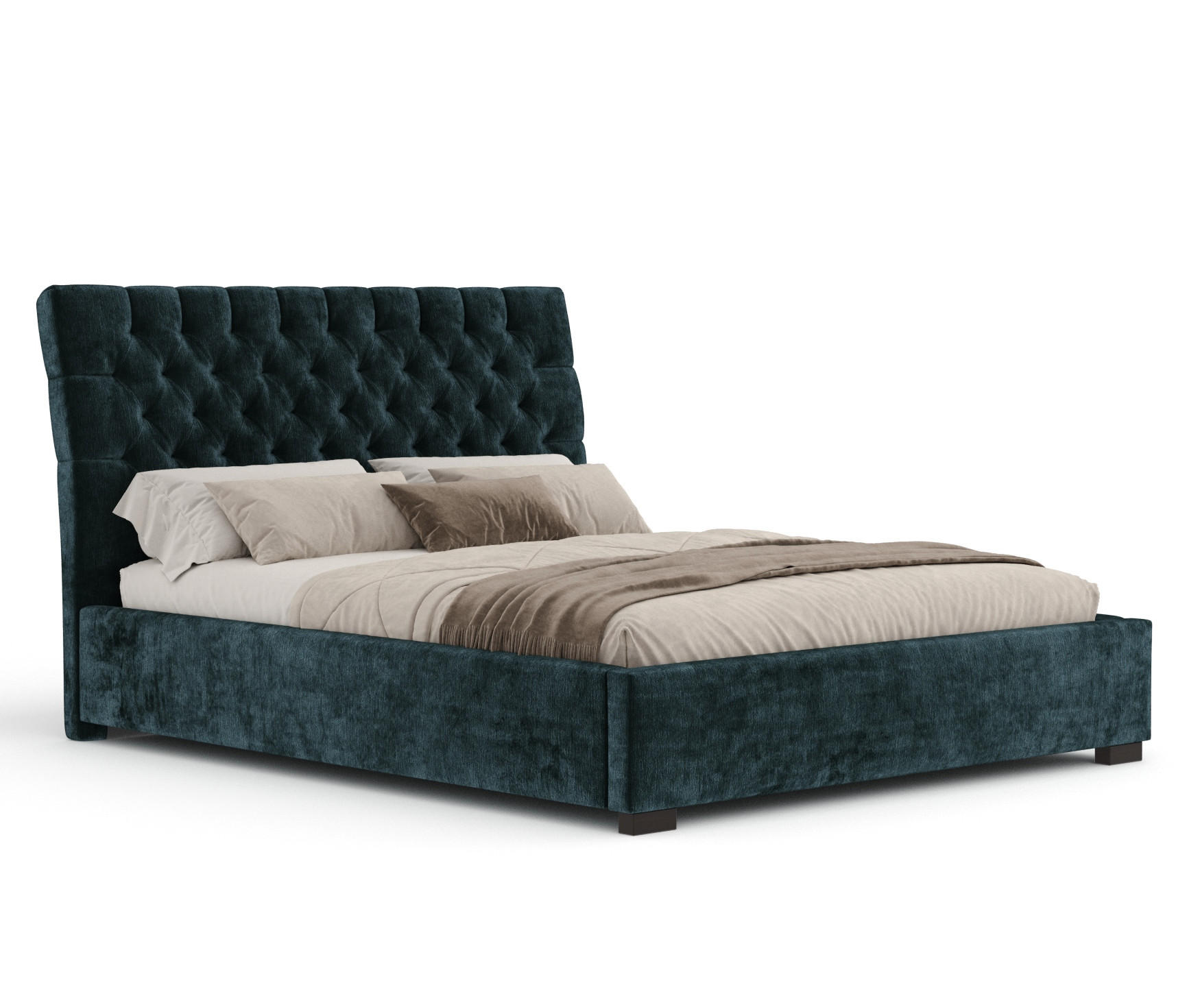 POLSTERBETT Vezzola Türkisfarben 180/200 cm im Chenille-Stoff - Türkis/Schwarz, Holz/Holzwerkstoff (180/200cm) - Maison de Reve