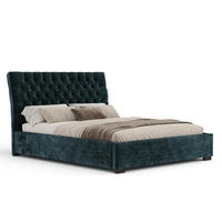 POLSTERBETT Vezzola Türkisfarben 180/200 cm im Chenille-Stoff - Türkis/Schwarz, Holz/Holzwerkstoff (180/200cm) - Maison de Reve