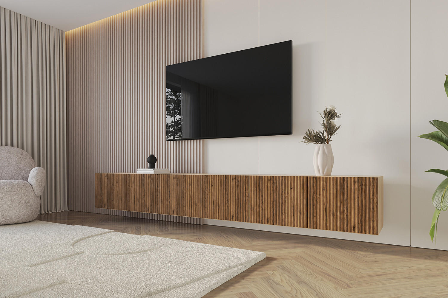 LOWBOARD NOA-2-W 3x100x40x41 cm - Artisan / Katania - Eiche Wotan, Holzwerkstoff (300/40/41cm) - ALTDECOR