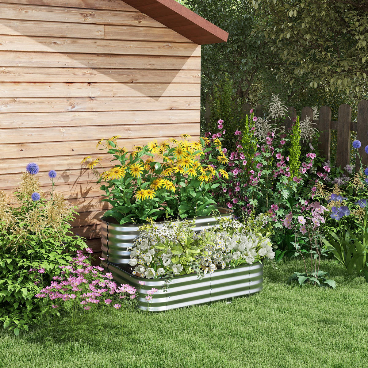 STUFENBEET, Silberfarben - Silberfarben, Metall (90/30/120cm) - Outsunny